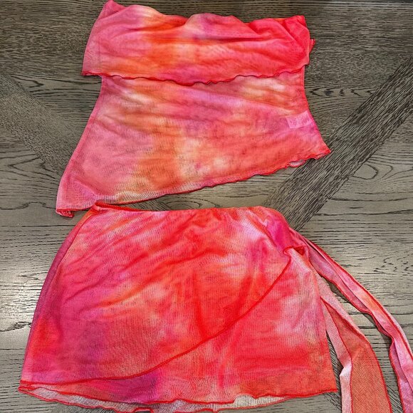 Fashion Nova Pink Orange Tie Dye Mini Dress Size M - Picture 6 of 7